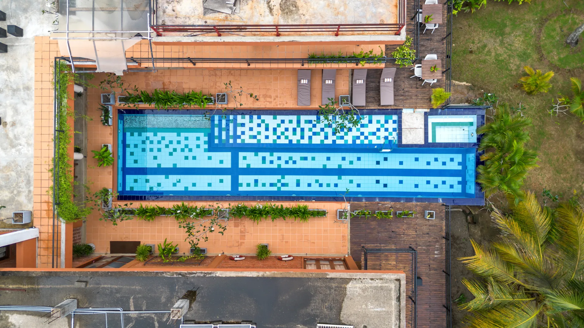 Ko Lake Villa pool deck — yoga and wellness retreat space